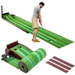 RUN.SE RUN.SE Golf Putting Mat,Golf Putting Mat Practice Green Indoor and Outdoor with Auto Ball Return,Upgrade 3 Fairways 2 Hole,Crystal Velvet Mat and Solid Wood Base for Home and Office
