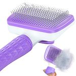 Garstor Dog Brush Comb, Cat Brush, Dog Brush for Shedding, Cat Brushes for Indoor Cats, Self Cleaning Pet Brush for Grooming Long Short Haired Dog Cats, Rabbit Remove Loose Fur and Undercoat