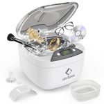 LifeBasis Ultrasonic Jewelry Cleaner Ultrasonic Cleaner Machine 850ml (28 Ounces) LCD Screen with 5 Digital Timer Watch Stand CD Holder for Jewelry CD DVD Watches Glasses Makeup Brush
