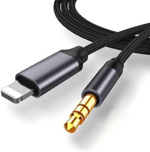 GIMIRO Aux Cable 3.5mm Stereo Jack Cable Audio Cable - Nylon Braided Aux Lead for Car, Headphone, Phone, Samsung, MP3 Player, Tablet, Home Stereos, Laptop (Type C to Aux 1.5 Meter)
