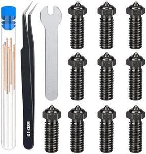HIKUDIY 10PCS Mixed Sizes Hardened Steel Nozzles for R QIDI Q1 Pro/X-Max 3 / Q1 Pro/X-Plus 3 / X-Smart 3 3D Printer, 2PCS 0.2/0.4/0.6/0.8/1.0mm Extruder Hotends Nozzles for R QIDI 3D Printer Parts