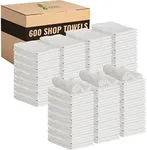 GREEN LIFESTYLE White Shop Towels 12x14, 600 Pack, 100% Cotton Super Absorbent & Durable Shop Rags, Reusable Shop Rags Bulk, Multipurpose Cleaning Towels for Automobiles, Industries, Garage and Home