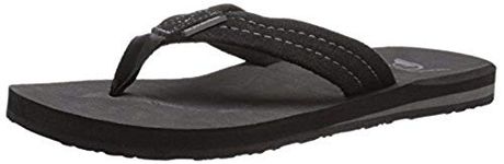 Quiksilver Men's Carver Suede 3 Point Sandal, Solid Black, 12 M US