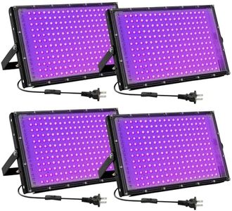 200W LED Black Lights for Glow Party - Waygor IP65 Waterproof UV Blacklight Floodlight 395nm Black Light Spotlight Purple Black light Flood Light Fluorescent UV Light Lamp for Halloween Decor (4 Pack)