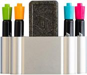 GLASSBOARD STUDIO Magnetic Dry Erase Marker Holder - Aluminum Organizer with Powerful Neodymium Magnets for Magnetic Glassboards, Whiteboards, Refrigerator, Locker - White Board Accessories & Storage