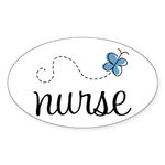 CafePress Nurse Gift Butterfly Oval Bumper Sticker, Euro Oval Car Decal