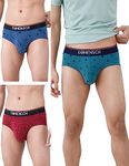 DAMENSCH Men's Cotton Blend Briefs (Pack of 3) (DAM-CTP-B-CMT-NVP-WGG-PACK-3-L_Check & Mate Teal, Navy Pixels, Wine Grid Game_L)