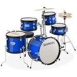 Gammon 5-Piece Junior Starter Drum Kit with Cymbals, Hardware, Sticks, & Throne - Metallic Blue