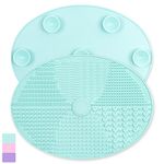 Makeup Brush Cleaner Mat Silicone Brush Cleaning Mat Big Size Make Up Brush Clean Pad with Suction Cup for Makeup Brush Cleaning (Green)