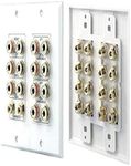 Pyle Home PHIW71 7.1 Home Theater 14 Post Binding/Banana Plug with Dual RCA Subwoofer Posts Wall Plate (White)