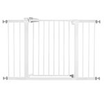 BABELIO Metal Baby Gate Dog Gate 29-48 Inch Extra Wide Pet Gate for Stairs & Doorways, Pressure Mounted Walk Thru Child Gate with Door, NO Need Tools NO Drilling, with Wall Cups