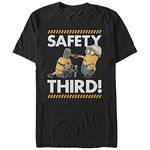 Despicable Me Men's Minions Safety Third Construction Bop Funny Graphic Tee, Black, Medium