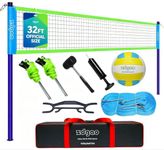 Volleyball Net Outdoor - Portable Volleyball Set for Backyard with Professional Volleyball Net, Wrap Yarn Volleyball and Pump, Boundary Line, Carry Bag