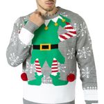 NOROZE Mens Womens Unisex Premium Novelty Knitted Long Sleeves Crew Neck Christmas Sweaters Elf Jumpers (XL, Grey)