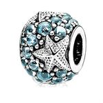 KFRS 2016 Summer Oceanic Starfish Charms with Cubic Zirconia 100% 925 Sterling Silver Charm DIY Beads Fits for Pandora Bracelet DIY Making Jewelry (Bead)