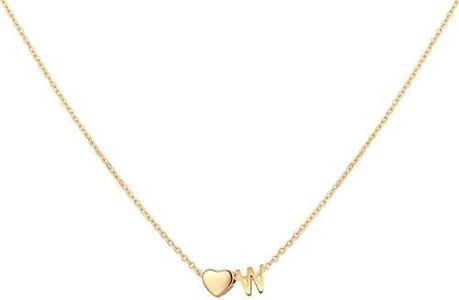 Glimmerst Initial Heart Necklace,18K Gold Plated Stainless Steel Tiny Heart Letter Necklace Personalized Monogram Name Necklace for Women, Stainless Steel, Gold, No Gemstone