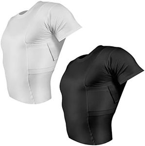 ConcealmentClothes Men’s Crew Neck Undercover- Concealed Carry Holster Shirt- 2 Pack- Black and White - Large