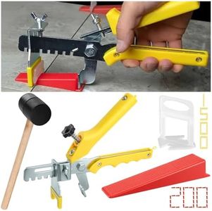 Neuermond Tile Leveling System with Plier and Rubber Mallet, 1500 Pcs Tile Spacers Clips 200 Pcs Reusable Wedges, Leveler Tool Set for DIY Professional Ceramic Tile and Stone Installation (1/16 Inch)