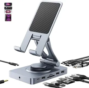 Versatile USB C Hub (11-in-1) with SD TF 4.0 Reader, 4K@60Hz HDMI, RJ45, Audio, USB A, USB C, Rotatable USB C Docking Station for Tablets, iPad/Pro, Steam Deck, ROG Ally, Legion Go, iPhone 15, Samsung