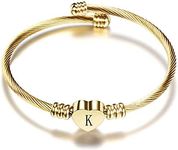 SBI Jewelry Gold Initial Letter Cuff Bracelet K Pendant Heart Bangle Charm Bracelets Women Girlfriend Family Daughter Women Sister Mom Best Friend Birthday Anniversary Mothers Day
