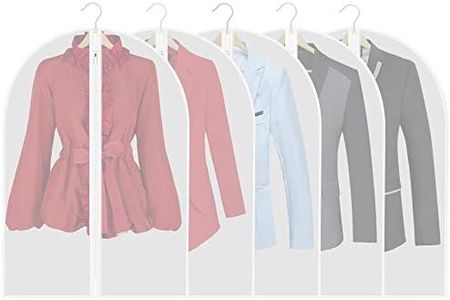 Thipoten Garment Bags, Set of 5 Lightweight 33 Inch Suit Bags with Full Stainless Steel Zipper, Garment Bags for Storage/Closet/Travel (Translucent, 24 x33 Inches)