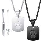 Adramata 2Pcs Urn Necklace for Ashes for Pet Paw Print Memorial Ash Pendant Necklace Cremation Jewelry for Dog's Ashes with Filling Kit