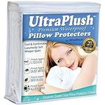 UltraPlush Pillow Protector- Waterproof & Hypoallergenic Covers - Dust Mite Proof 2 Pack of Zipped Premium Protectors - Soft & Gentle Pillow Cases- Queen