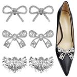 TYXHXTF 6 Pcs Shoe Clips, Crystal Rhinestone Shoe Decoration, Detachable Elegant Shoe Charms Shoe Buckles, Silver Bridal Shoe Decorations, for Women Wedding Prom Party High Heels Accessories