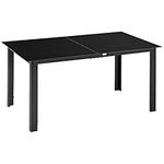 Outsunny Outdoor Dining Table for 6, Aluminium Rectangular Patio Table with Tempered Glass Tabletop, Black