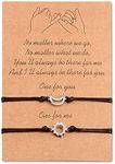 YELUWA Sun Moon Pinky Promise Bracelets for Women Teen Girls Best Friends Sister Couple Family Adjustable Cute Handmade Cord 2PCS Friendship Distance Matching Relationship Gifts Valentines Day Gift