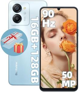 Blackview Color 8 Telephone Portable, 16GB RAM+128GB ROM(1TB/TF) Android 13 Smartphone 6000mAh, 50MP Caméra, 8 Cœurs, Écran 6.75" HD+, Dual SIM 4G/5G WiFi/Widevine L1/Face ID/OTG/GPS/3.5mm Jack-Bleu