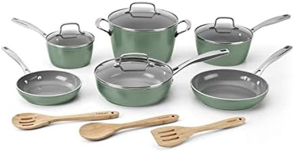 Cuisinart 52G-13SG GreenChef Ceramic nonstick cookware Set, Sage Green, Set of 13