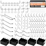 INCLY 122PCS Pegboard Accessories Organizer Kit, Peg Board Hooks Set with Bins for Hanging Various Tools, 1/8 1/4 inch Pegboard Hooks Assortment for Organizing Storage, Garage Wall Attachments