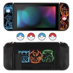 DLseego Case Compatible with Switch,Dockable Cover Soft TPU Protective Switch Case,with 2 Soft Joycon Cover and 4 Thumb Grip Caps,Elements of Anime games,Anti-scratch Shock Absorption,Elves