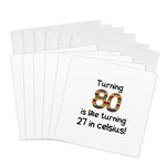 3dRose gc_184967_1 6 x 6-Inch Turning 80 is Like Turning 27 in Celsius - Humorous 80Th Birthday Gift Greeting Card (Pack of 6)