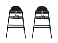 Safetots Two Pack of Simply Stackable Wooden High Chairs, Black, Highchairs for Baby and Toddler, Stylish and Practical, Baby Highchairs for Your Home or Space Saving High Chairs for Restaurant