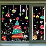 Belle Vous 234 Stickers Christmas Window Stickers - 6 Sheets of Sticker Clings - Xmas Tree & Ornaments Window/Wall Decal for Home or Shop Display-Assorted Decoration Set for Christmas/New Year Party