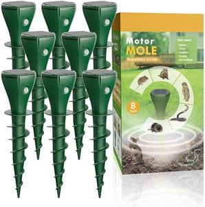 Pexpel Mole Repellent Solar Powered for Lawns, Waterproof Gopher & Groundhog Repellent with Variable Sonic Vibration, Easy Twist Stakes for Yard & Garden, Get Rid of Voles Snakes (8, Green)