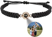 Personalized Bracelets with Photos inside,Red String Best Friend Bracelet,Picture Bracelet Personalized Photo Customized Projection for Couples Mothers Day Birthday Anniversary Memorial Gifts(Black)