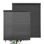 Persilux Custom Cellular Shades for Windows Blinds Cordless Light Filtering Honeycomb Shades 1.8" Single Honeycomb Privacy Thermal Blinds for Windows Office Door Easy to Install (Black, 17"W x 48"H)