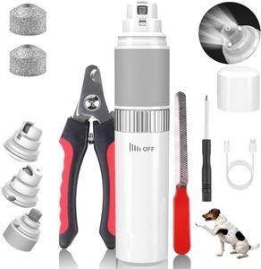 Cordless Dog/Cat/Pet Nail Grinder Set, Quiet Low Noise for Large Medium Small Dogs and Cats, Powerful Variable Speed Motor Rechargeable Pet Claw Trimmer with an Extra Diamond Bit, Clipper and File