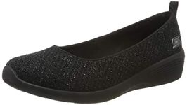 Skechers Women's Arya Sweet Glitz Slip On Trainers, Black Black Metallic Knit Black Gunmetal Trim Bbk, 5 UK