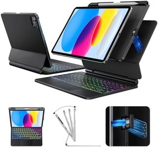 Landcase for iPad 11th 10th Generation Case with Keyboard, Magic Keyboard for iPad 10.9" Case with Floating Cantilever Stand, Multi-Touch Trackpad, Pencil Holder, Springy Backlit Keys, Black