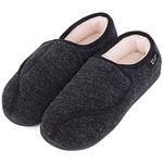 LongBay Womens Slippers Diabetic Shoes Wide Width for Edema Swollen Feet Arthritis Neuropathy Non Slip Indoor Outdoor, Black, 10