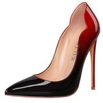 COLETER Women's Sexy Pointed Toe High Heels,4.72 inch/12cm Patent Leather Pumps,Wedding Dress Shoes,Cute Evening Stilettos, Red-black, 8