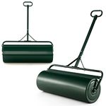 Goplus Lawn Roller, Push/Tow-Behind Lawn Roller, 17 Gallon/63L Water/Sand-Filled Sod Roller with Detachable Gripping Handle, Sod Drum Roller Tow Behind a Tractor for Garden Yard Park Farm