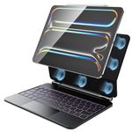 HOU Keyboard Case for iPad Pro 11 Inch (M4 2024), iPad Pro 2024 11 Inch (5th Gen) Case with Keyboard, Multi-Touch Trackpad, 7 Colors Backlight, Easy-Set Magnetic Stand-Black