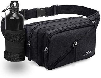 Afreter Fanny Pack Waterproof Waist Bag Pack Men Women Hip Bum Bag With Water Bottle Holder Adjustable Strap Suitable For Outdoors Workout Traveling Hiking Cycling Dog Walking Pouch Bag, Black,