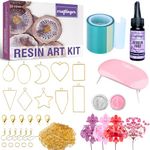 Craftinger Bezel Pendant Making Kit Earring Jewellery Making Kit for Beginners with Bezel, 25 Gm Uv Resin, Uv Lamp & More