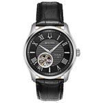 Bulova Men's Classic Wilton 3-Hand 21-Jewel Automatic Watch, 60 Hour Power Reserve, Luminous Hands, Open Aperture, Roman Numeral Markers Domed Sapphire Crystal, 43mm, Black Strap/Black Dial, Classic